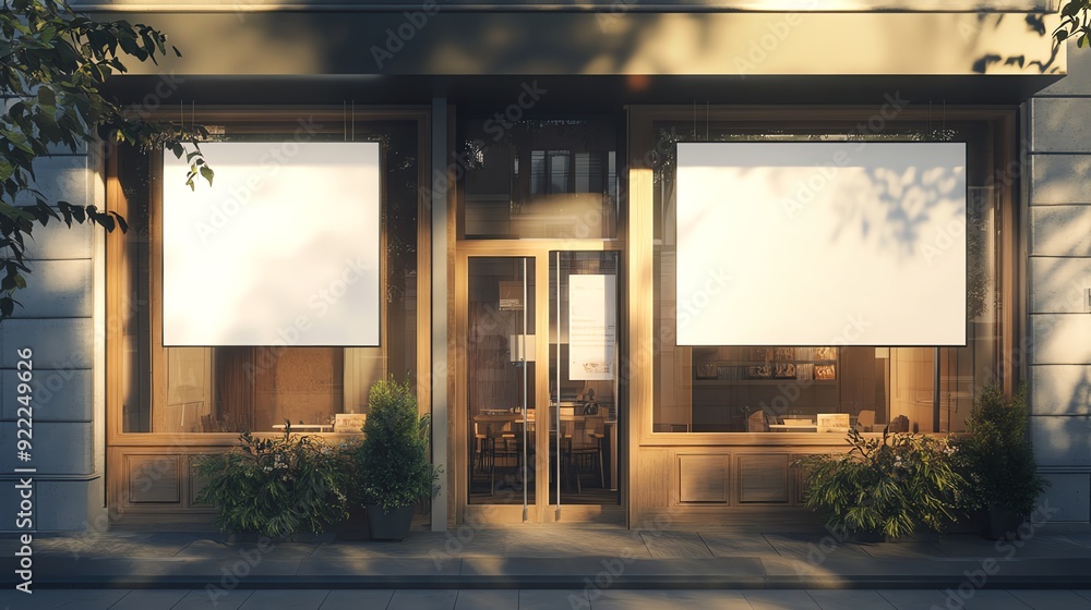 Storefront with Blank Signs for Mockup. Storefront with Blank Signs for Mockup.