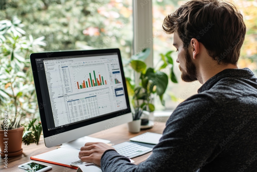 Analyst Men Looking At KPI Data Analyst Men Looking At KPI Data