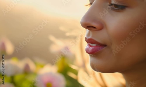 Close-up of Woman Pronouncing 'Virginal' in Serene Setting