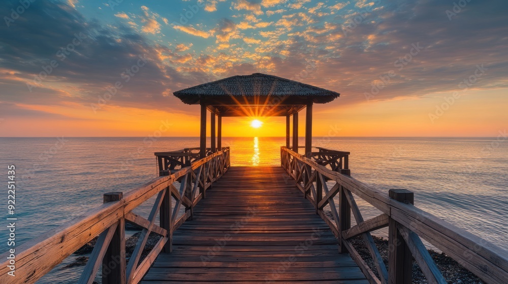 Sunset Over The Sea Through A Gazebo Sunset Over The Sea Through A Gazebo