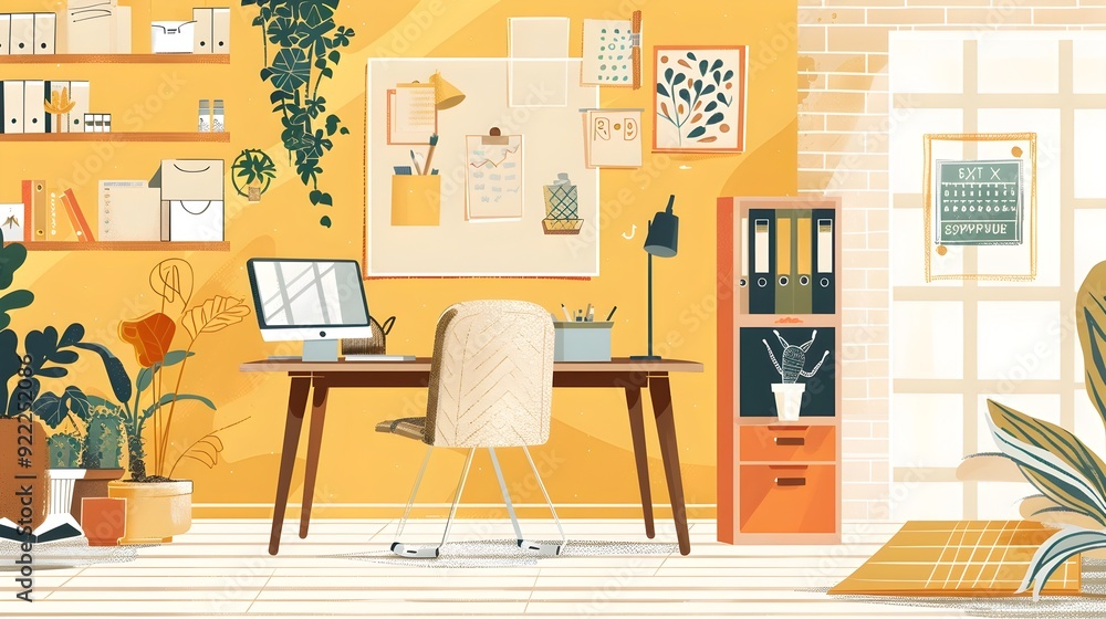 Fototapeta premium Scandinavian Doodle Page Print Border Design with Blank Space for Mock Up Message