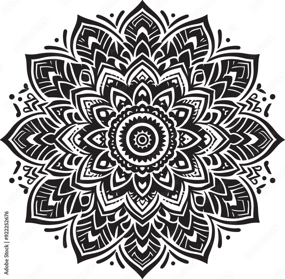 a simple mandala design silhouette vector style with white background . a simple mandala design silhouette vector style with white background .