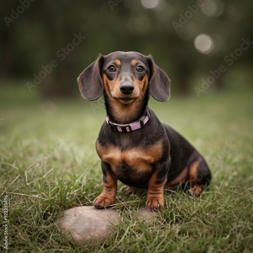 cute dachshund wiener Dog Sausage Doggo in the grass