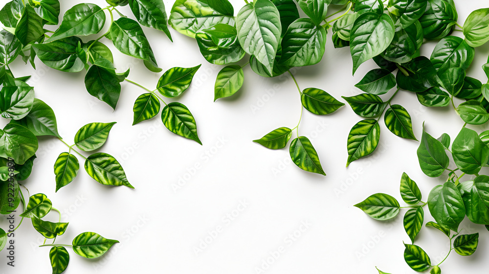 Green leaves isolated on a white background offer a fresh and vibrant botanical ,A modern arrangement of lush green leaves adorning a white wall
Green leaves isolated on a white background offer a fresh and vibrant botanical ,A modern arrangement of lush green leaves adorning a white wall