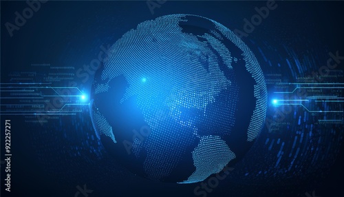 Futuristic globe digital transformation abstract technology background. Big data earth and business and investment economy. Vector illustration