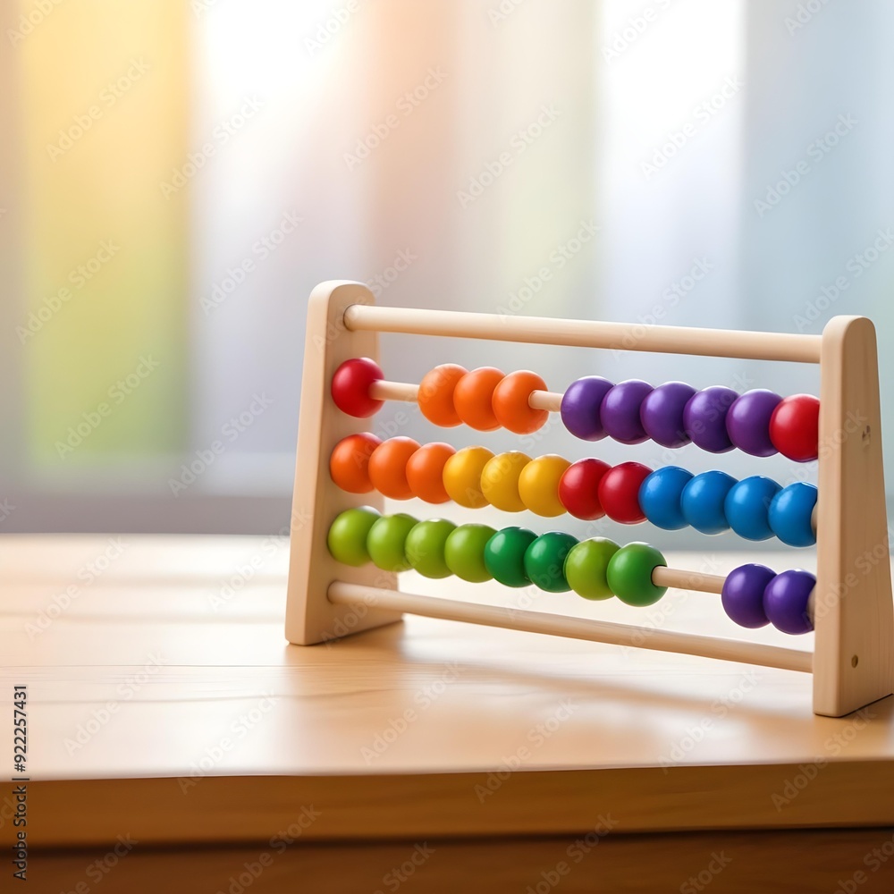 Colorful abacus beads on a wooden frame Colorful abacus beads on a wooden frame