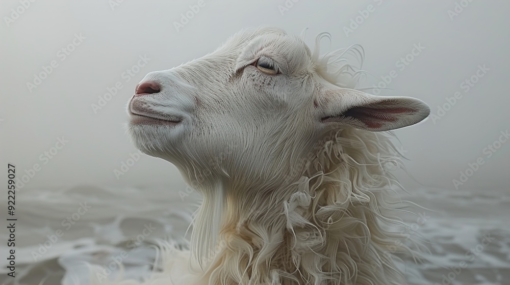 White Goat Portrait On White Background White Goat Portrait On White Background