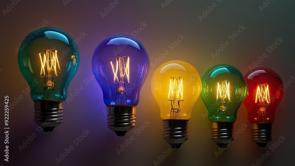 Colorful Light Bulbs on a Grey Background. Colorful Light Bulbs on a Grey Background.