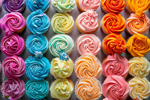 Colorful Cupcakes in a Row