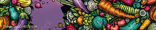 Cartoon vector doodle Vegetables banner background