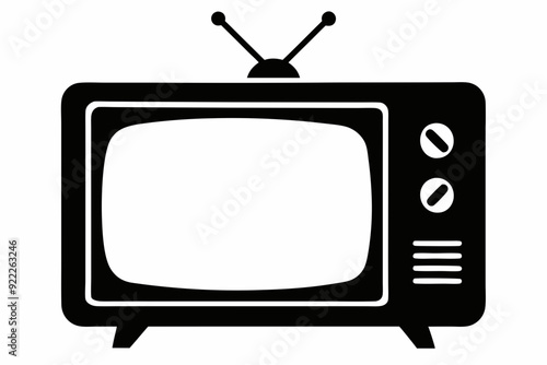 
Tv icon vector, Vintage retro television silhouette vector
