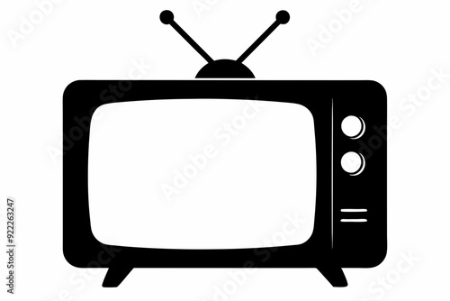 
Tv icon vector, Vintage retro television silhouette vector

