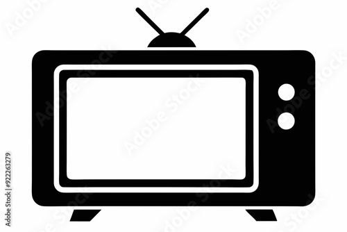 
Tv icon vector, Vintage retro television silhouette vector
