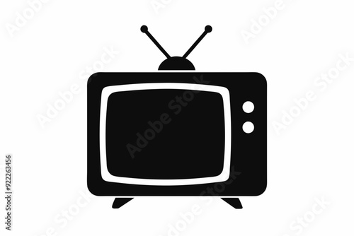 
Tv icon vector, Vintage retro television silhouette vector
