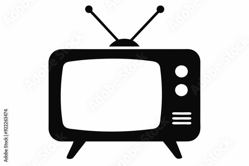 
Tv icon vector, Vintage retro television silhouette vector
