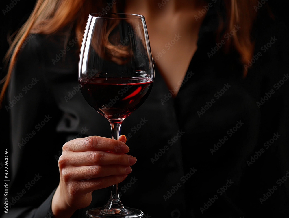 A woman is holding a wine glass with a red liquid in it A woman is holding a wine glass with a red liquid in it