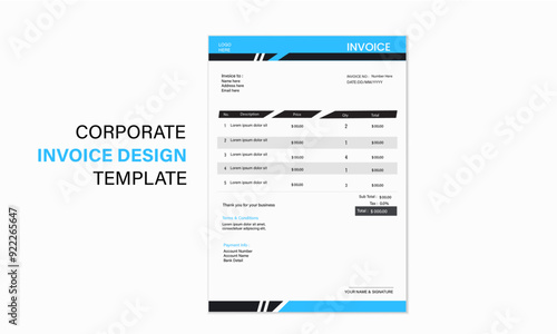 Clean and minimal invoice design template.
