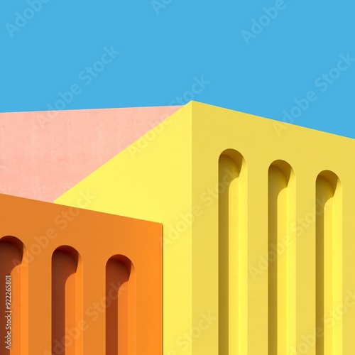 Wallpaper Mural Abstract Minimal building pastel colors as a space composition with sky background. 3D rendering. Minimal idea concept. Torontodigital.ca