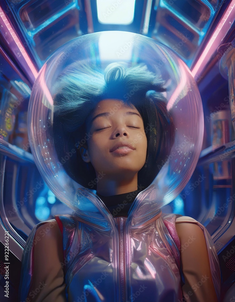 Android Girl Asleep in Liquid Gel – Dreaming of Electric Psychedelia in a Space Capsule – Cyberpunk and Hi-Tech Fantasy Android Girl Asleep in Liquid Gel – Dreaming of Electric Psychedelia in a Space Capsule – Cyberpunk and Hi-Tech Fantasy