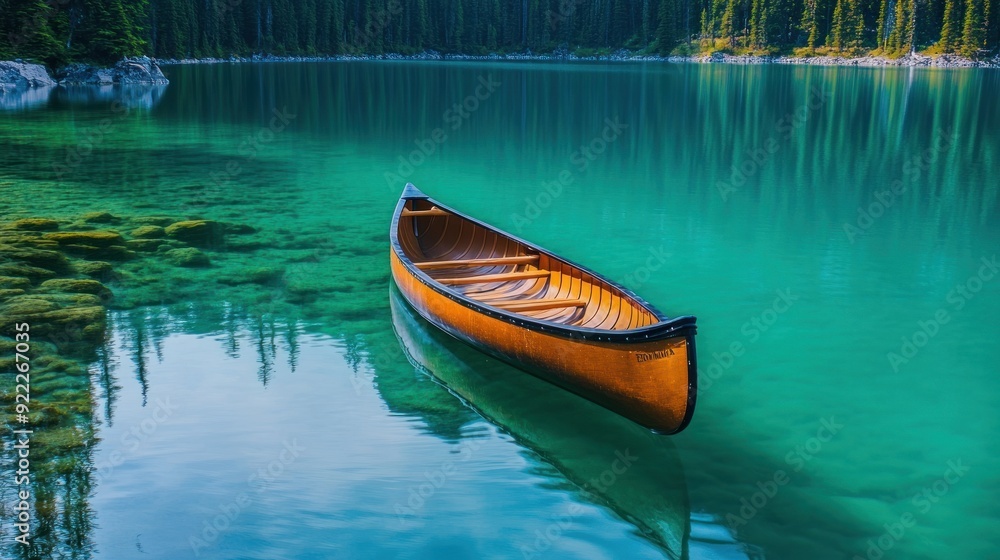 Obraz premium Canoe on a Serene Lake