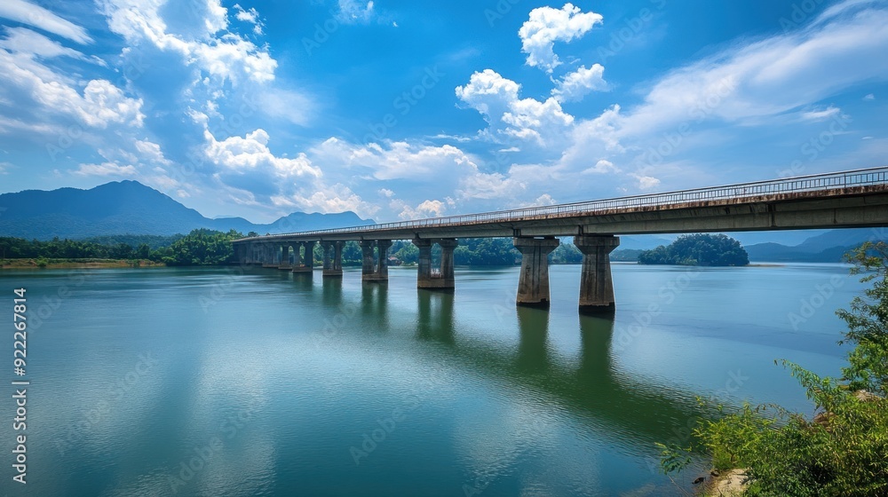 Bridge Over Water in a Mountainous Landscape Bridge Over Water in a Mountainous Landscape