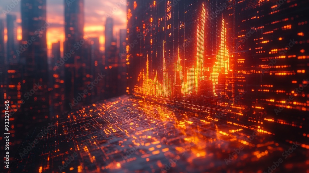 A futuristic cityscape with glowing data visualizations and digital elements. A futuristic cityscape with glowing data visualizations and digital elements.