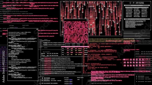 A beautifully designed darkthemed digital interface that showcases intricate code and complex data analytics
