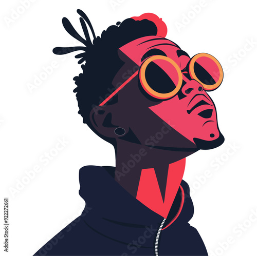 Abstract Funky Boy, Ideal for Modern and Artistic Themes - Flat Vector Illustration