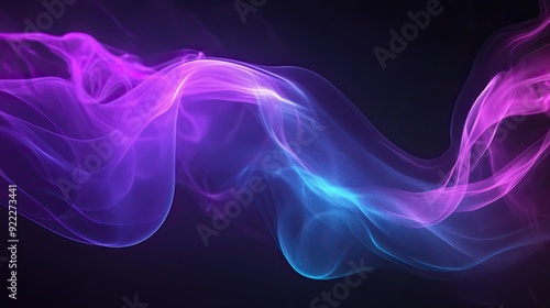 Delicate, purple and blue 3D smoke graphics, forming ethereal shapes on a black backdrop