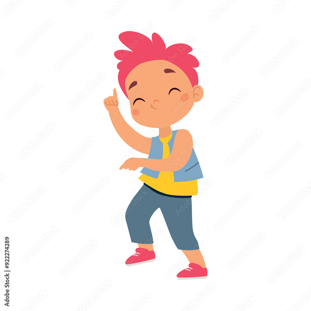 Funny Boy Kid Character Enjoy and Having Fun Vector Illustration Funny Boy Kid Character Enjoy and Having Fun Vector Illustration