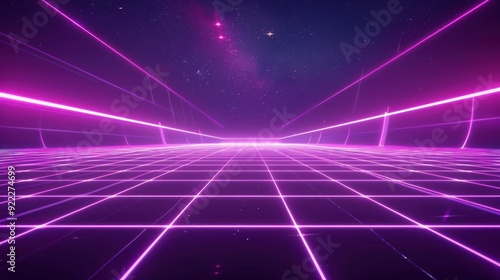 Wallpaper Mural Neon Grid in a Starry Night Torontodigital.ca