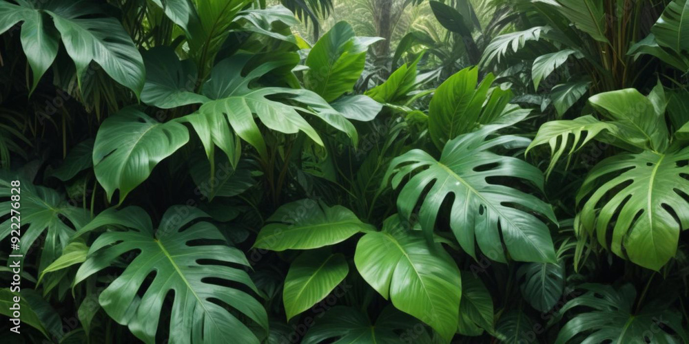 A-closeup-view-of-lush-vibrant-green-tropical-leave A-closeup-view-of-lush-vibrant-green-tropical-leave