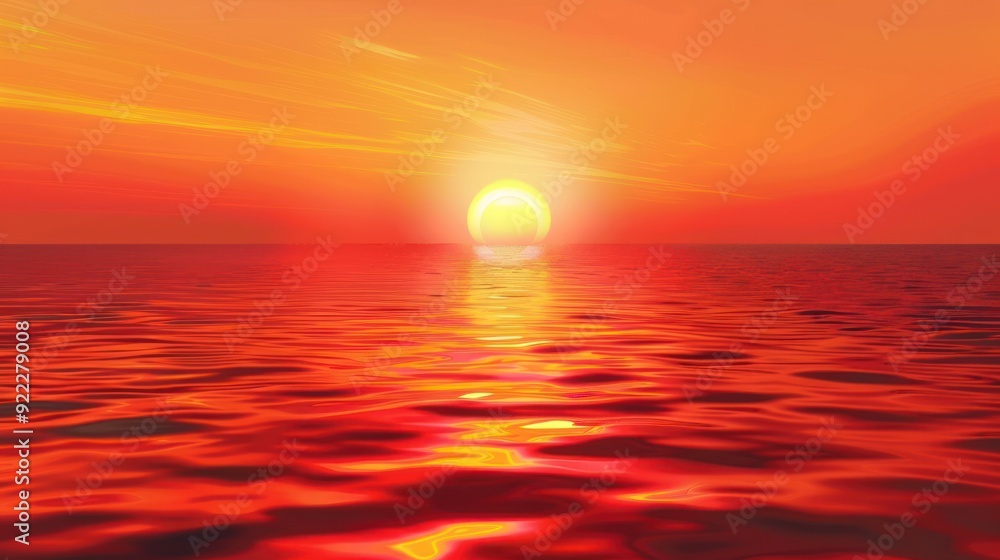 Fiery Sunset Over the Ocean Fiery Sunset Over the Ocean