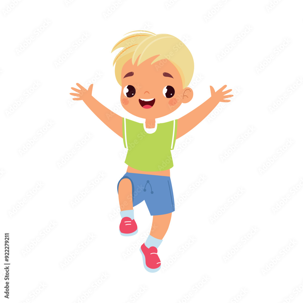 Funny Boy Kid Character Enjoy and Having Fun Vector Illustration Funny Boy Kid Character Enjoy and Having Fun Vector Illustration