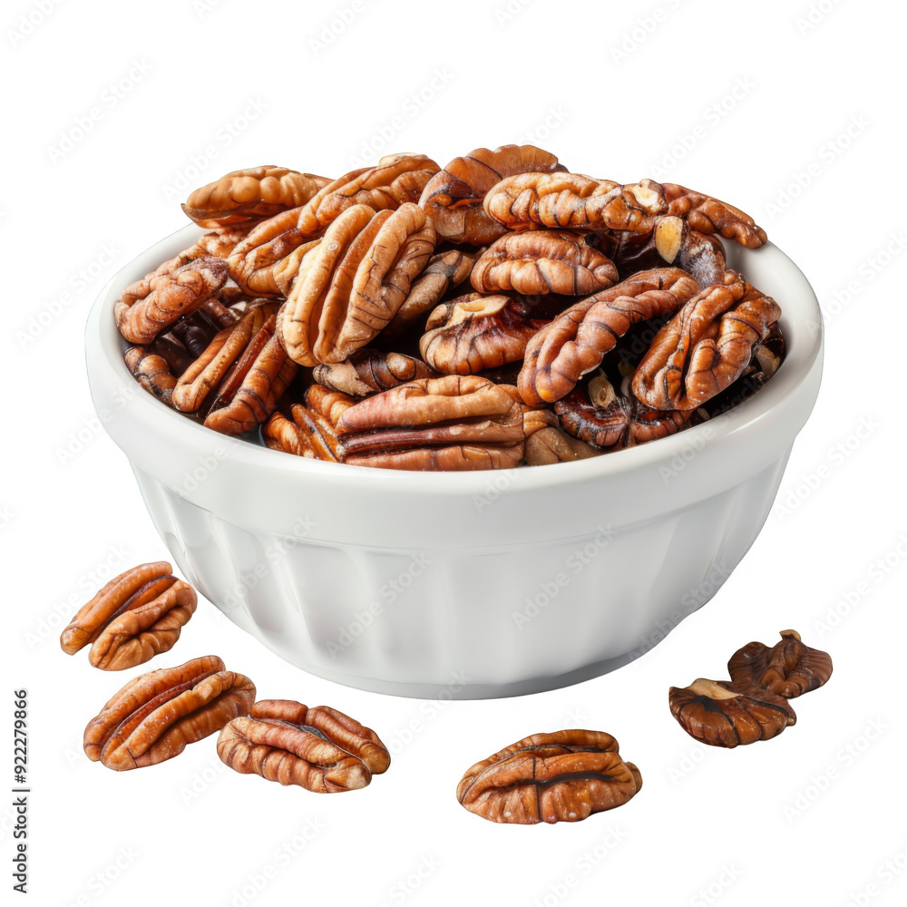 Obraz premium A Bowl of Pecans with Some Scattered Around