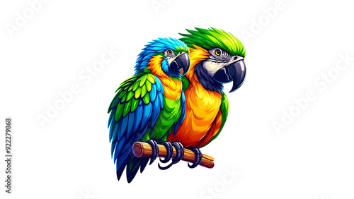 colorful parrot on transparent background 