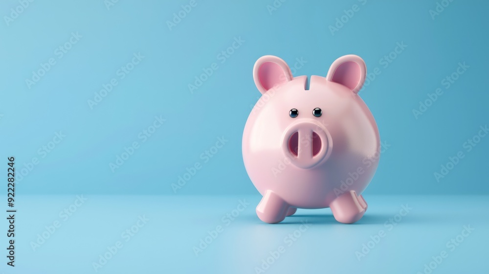 Pink Piggy Bank on a Blue Background Pink Piggy Bank on a Blue Background
