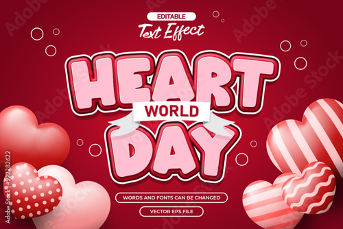 World heart day editable text effect vector