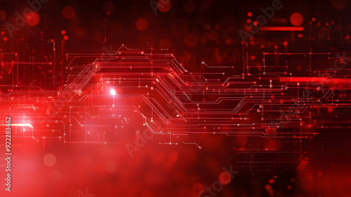 Red futuristic circuit background. Motion graphic for abstract background