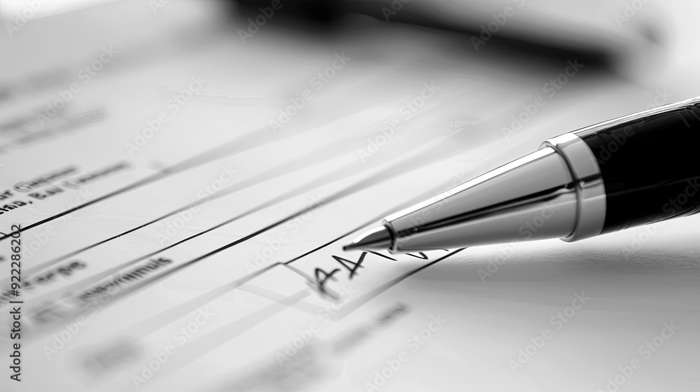 Close-up of a pen poised above a document, symbolizing signing and documentation in a professional setting. Close-up of a pen poised above a document, symbolizing signing and documentation in a professional setting.