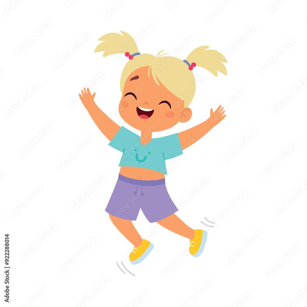 Funny Girl Kid Character Enjoy and Having Fun Vector Illustration Funny Girl Kid Character Enjoy and Having Fun Vector Illustration