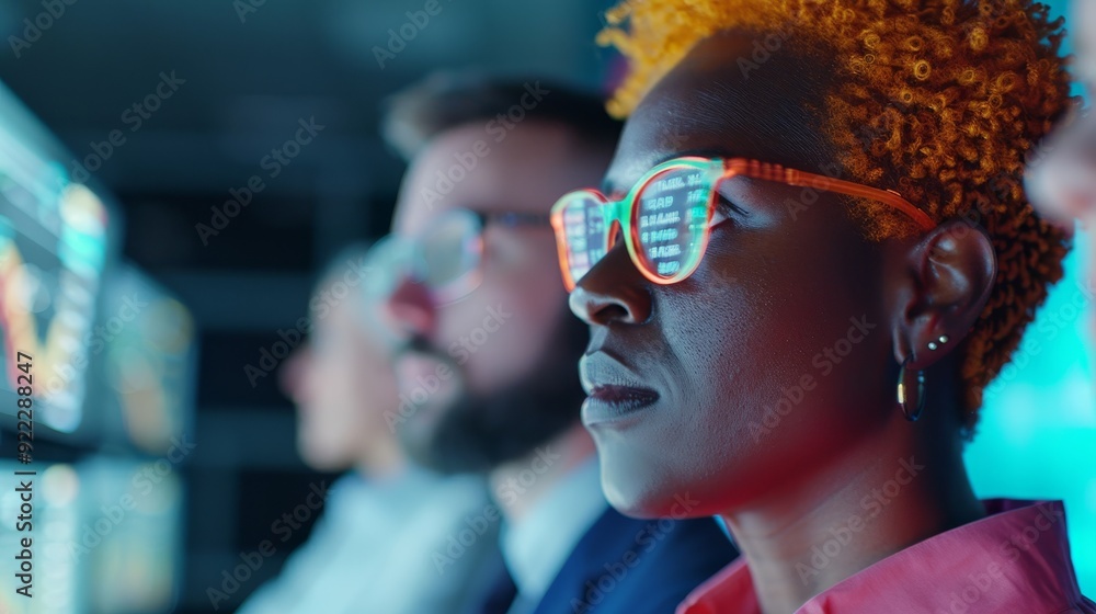 A focused individual analyzes data on screens, showcasing determination and expertise in a modern office environment. A focused individual analyzes data on screens, showcasing determination and expertise in a modern office environment.