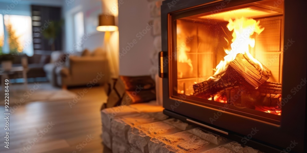 A fireplace with a fire burning in it A fireplace with a fire burning in it