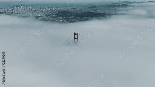 Fog of the Golden Gate Bridge in San Francisco in California, United States.