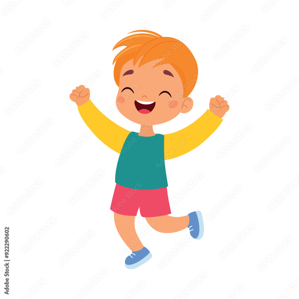 Funny Boy Kid Character Enjoy and Having Fun Vector Illustration Funny Boy Kid Character Enjoy and Having Fun Vector Illustration