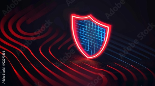 Wallpaper Mural A glowing digital shield representing cybersecurity, set against a dark background with dynamic light patterns. Torontodigital.ca