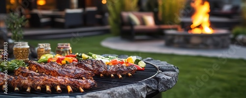Delicious grilled ribs serv...