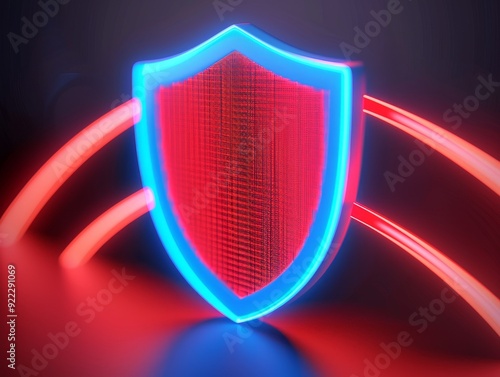 Wallpaper Mural A glowing neon shield representing protection and security, illuminated with vibrant colors against a dark background. Torontodigital.ca