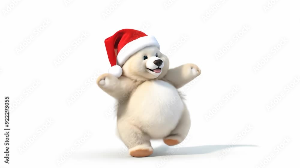 Happy Christmas Bear Dancing 3D Animation on White Background Happy Christmas Bear Dancing 3D Animation on White Background
