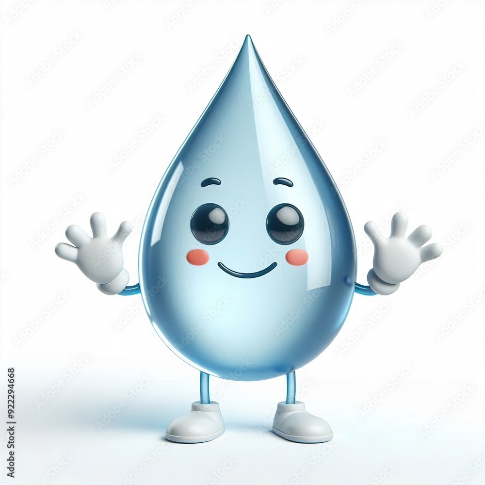 a transparent water drop character with smile a transparent water drop character with smile